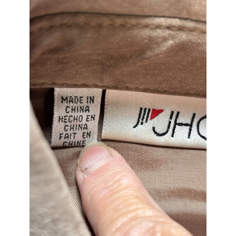 100% Genuine Leather Suede Jacket Shacket  M Vintage 80s 90s JHC Rare Beige NWOT - Picture 7 of 13